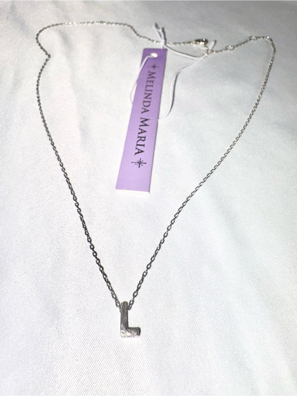 Melinda Maria Silver Initial L Necklace
